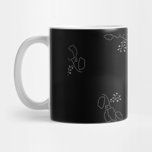 White flower on a black background. Floral theme Mug